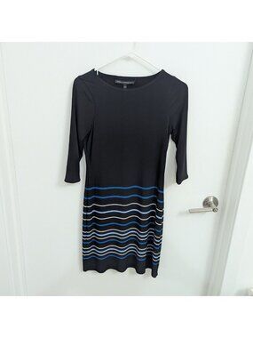 Black Sheath Dress W/ Blue And White Stripes WHBM XXSP